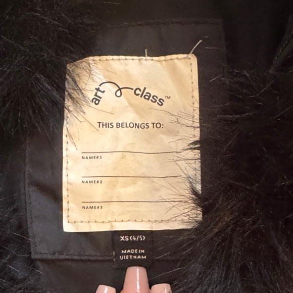 art class Black Faux Fur Kids Jacket - Picture 2 of 9